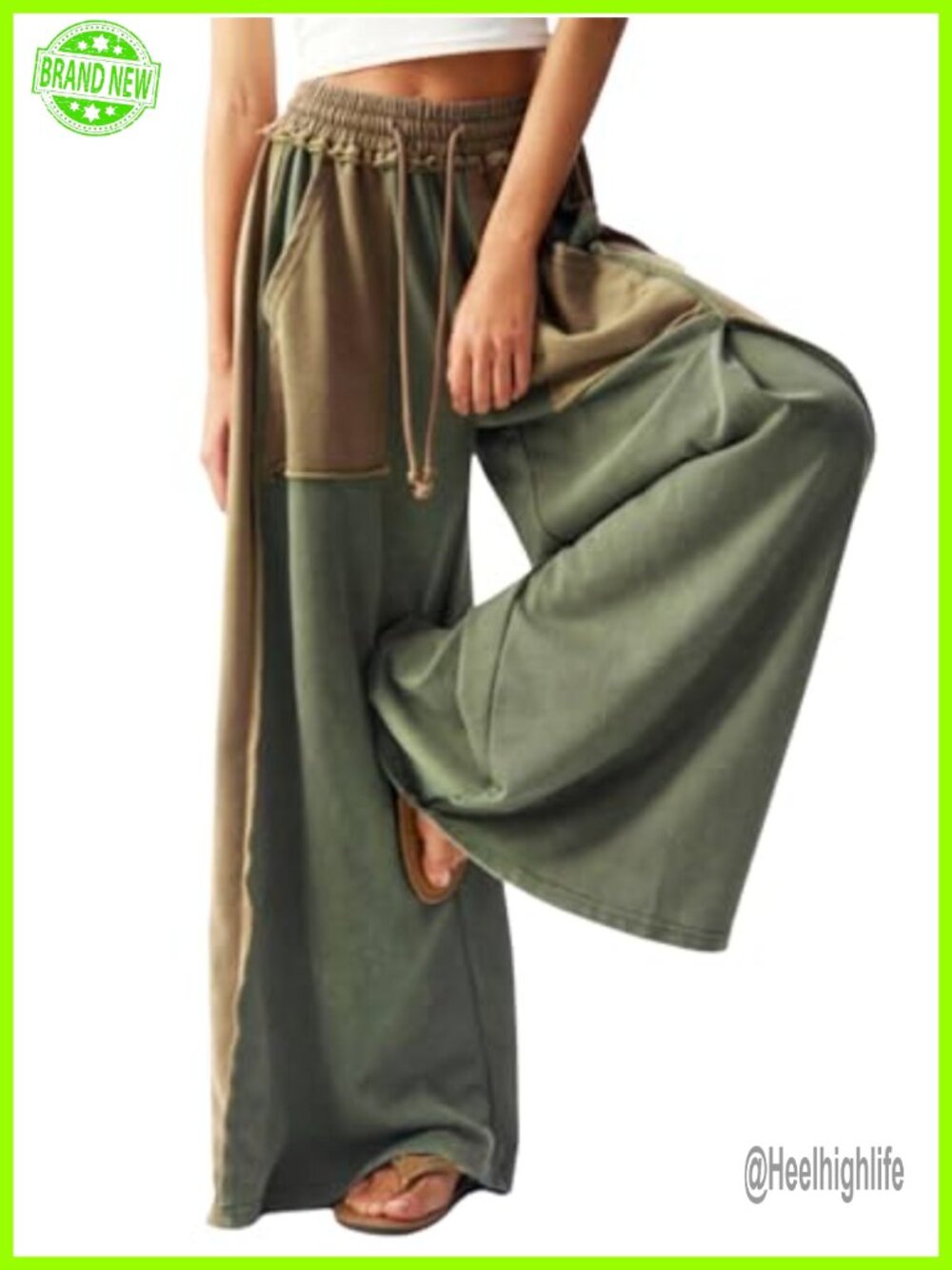 Women's Wide Leg Baggy Sweatpants High Waist Drawstring Palazzo Flowy